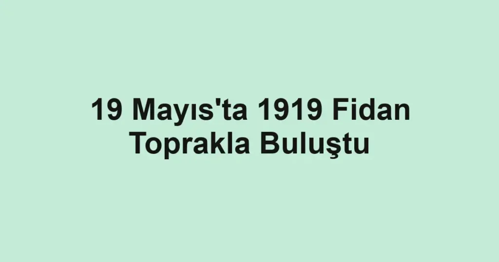19 Mayıs'ta 1919 Fidan Toprakla Buluştu