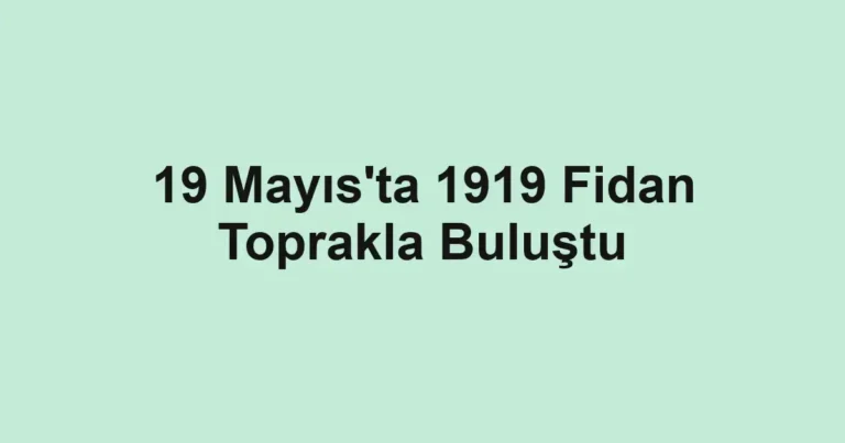 19 Mayıs'ta 1919 Fidan Toprakla Buluştu