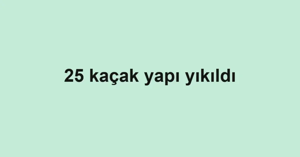 25 kaçak yapı yıkıldı