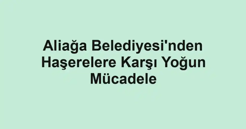 Aliağa Belediyesi'nden Haşerelere Karşı Yoğun Mücadele