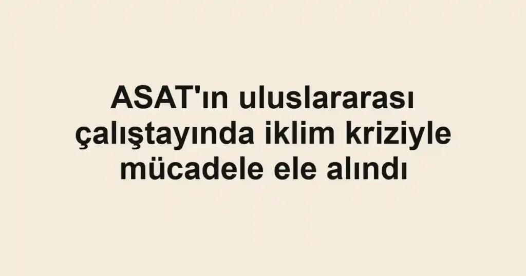 ASAT'ın uluslararası çalıştayında iklim kriziyle mücadele ele alındı