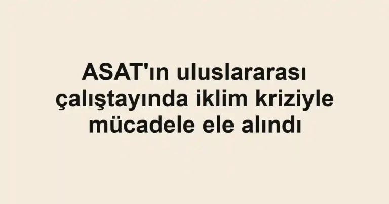 ASAT'ın uluslararası çalıştayında iklim kriziyle mücadele ele alındı