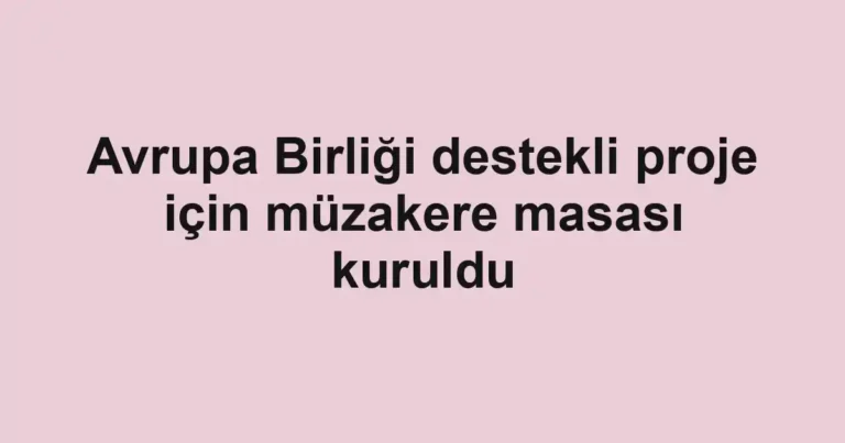 Avrupa Birliği destekli proje için müzakere masası kuruldu