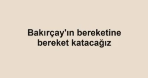 Bakırçay'ın bereketine bereket katacağız