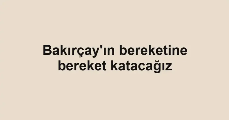Bakırçay'ın bereketine bereket katacağız