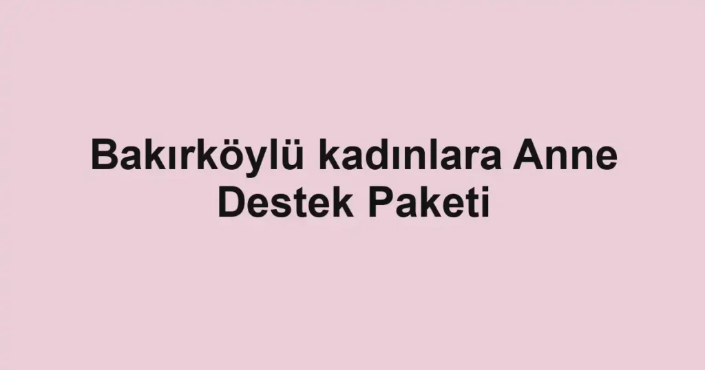Bakırköylü kadınlara Anne Destek Paketi