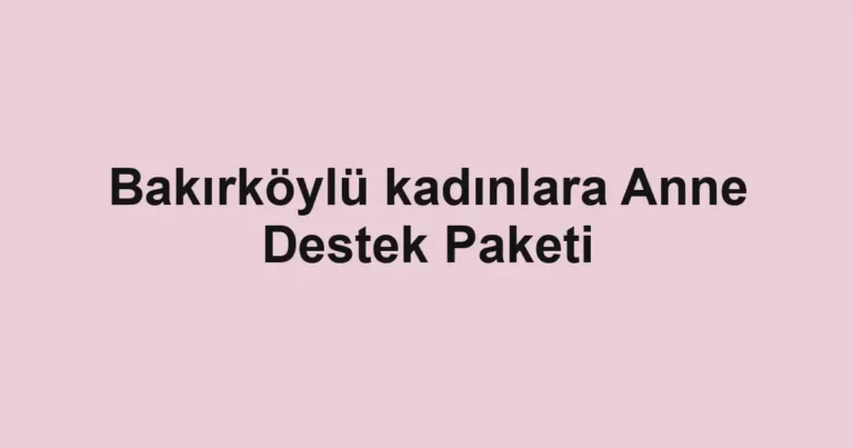 Bakırköylü kadınlara Anne Destek Paketi