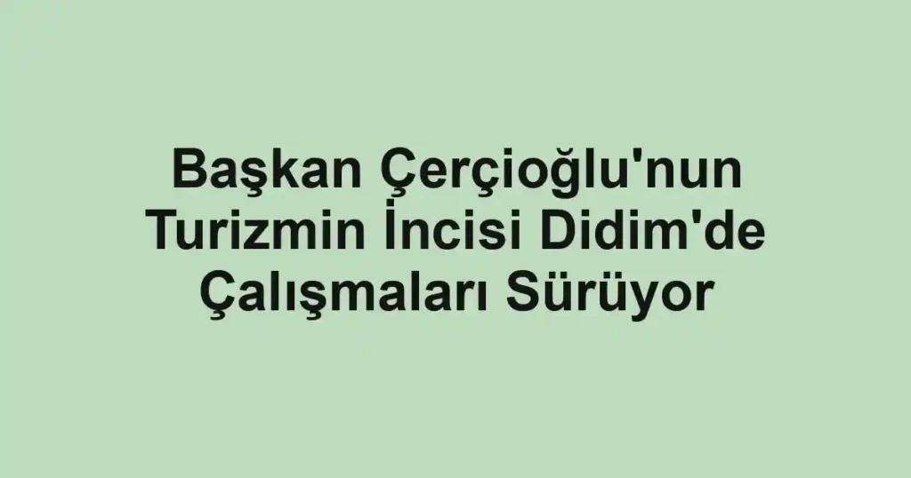 Başkan Çerçioğlu'nun Turizmin İncisi Didim'de Çalışmaları Sürüyor
