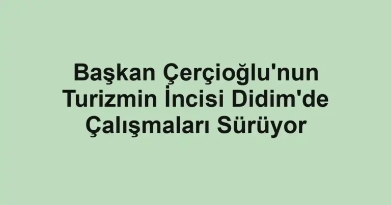 Başkan Çerçioğlu'nun Turizmin İncisi Didim'de Çalışmaları Sürüyor