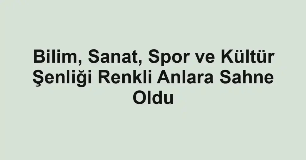 Bilim, Sanat, Spor ve Kültür Şenliği Renkli Anlara Sahne Oldu