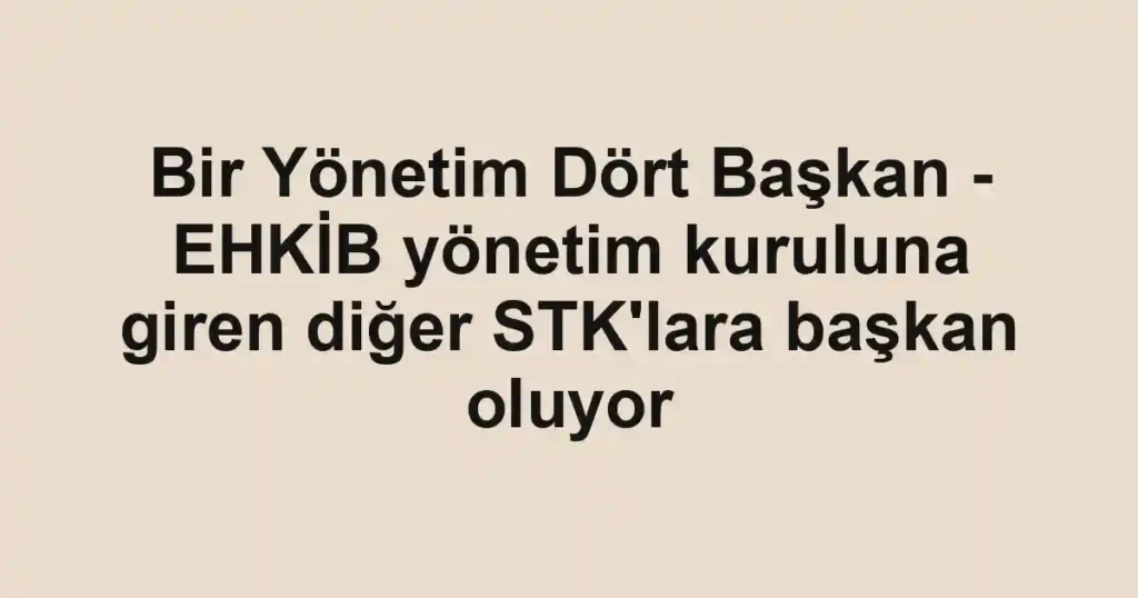 Bir Yönetim Dört Başkan - EHKİB yönetim kuruluna giren diğer STK'lara başkan oluyor