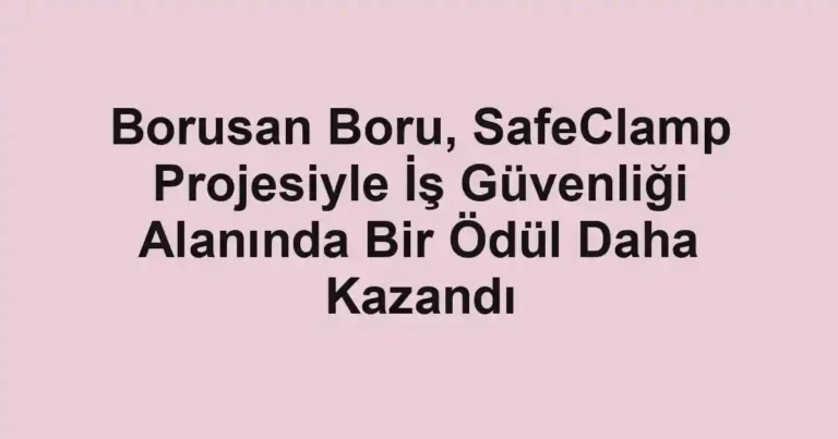 Borusan Boru, SafeClamp Projesiyle İş Güvenliği Alanında Bir Ödül Daha Kazandı