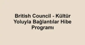 British Council - Kültür Yoluyla Bağlantılar Hibe Programı