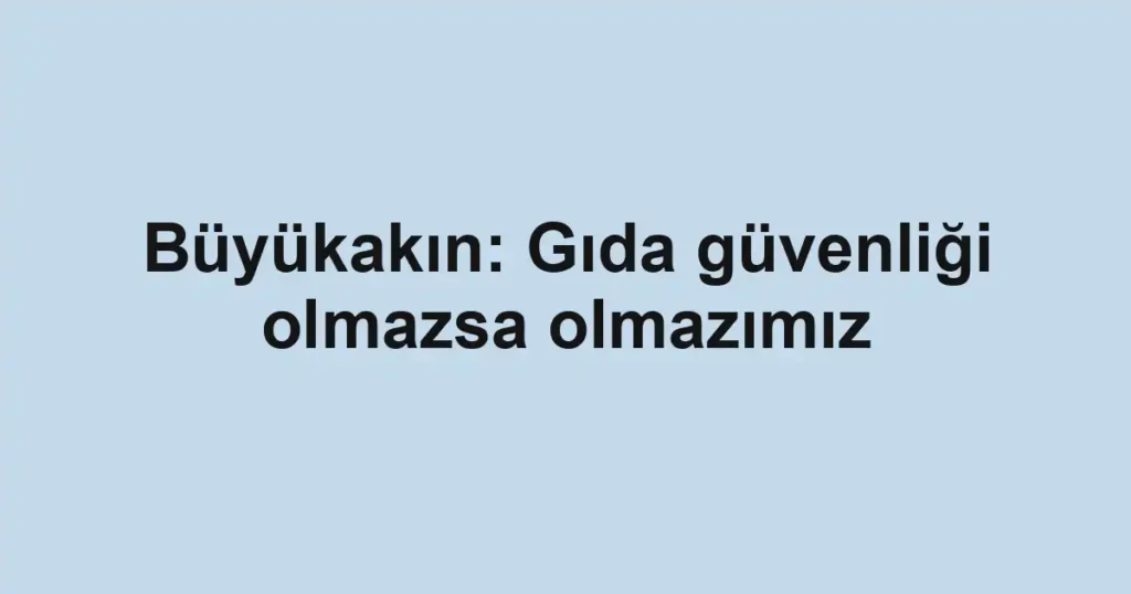 Büyükakın: Gıda güvenliği olmazsa olmazımız