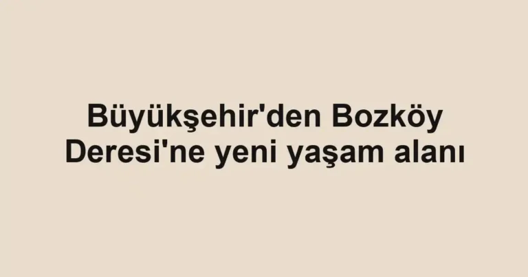 Büyükşehir'den Bozköy Deresi'ne yeni yaşam alanı