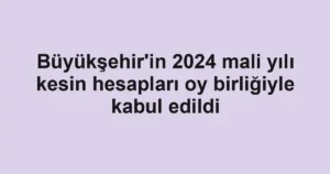 Büyükşehir'in 2024 mali yılı kesin hesapları oy birliğiyle kabul edildi