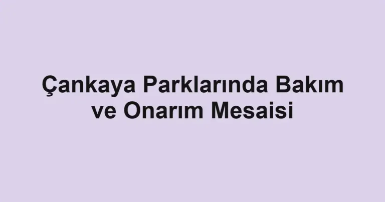 Çankaya Parklarında Bakım ve Onarım Mesaisi