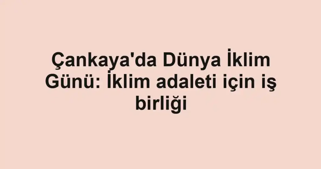 Çankaya'da Dünya İklim Günü: İklim adaleti için iş birliği