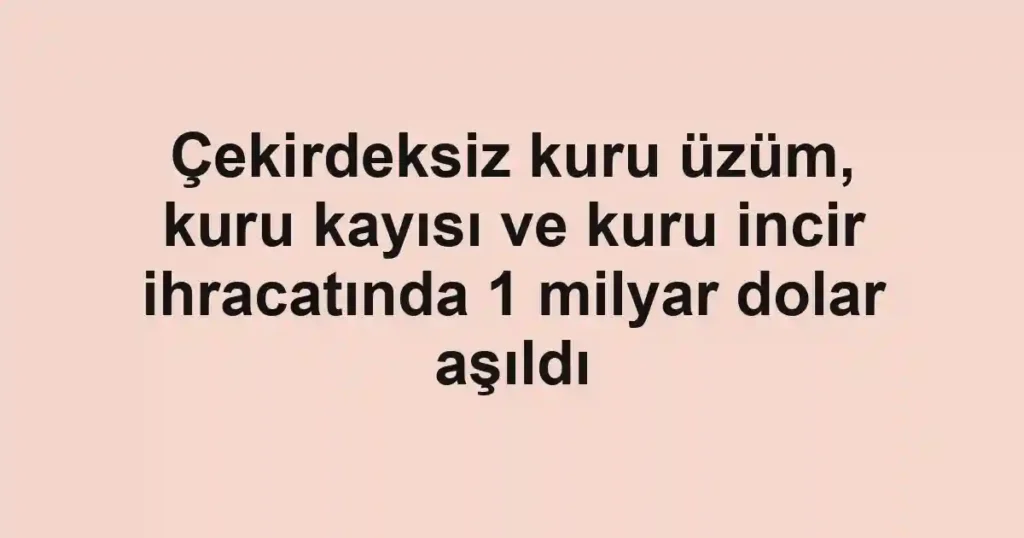 Çekirdeksiz kuru üzüm, kuru kayısı ve kuru incir ihracatında 1 milyar dolar aşıldı