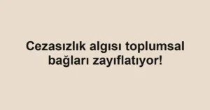 Cezasızlık algısı toplumsal bağları zayıflatıyor!