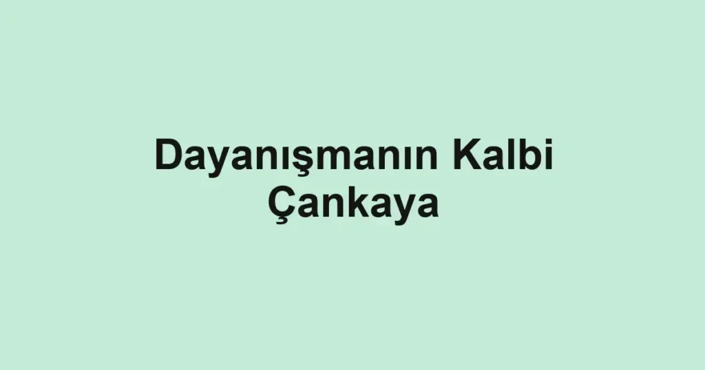 Dayanışmanın Kalbi Çankaya