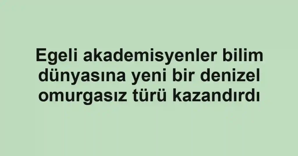 Egeli akademisyenler bilim dünyasına yeni bir denizel omurgasız türü kazandırdı