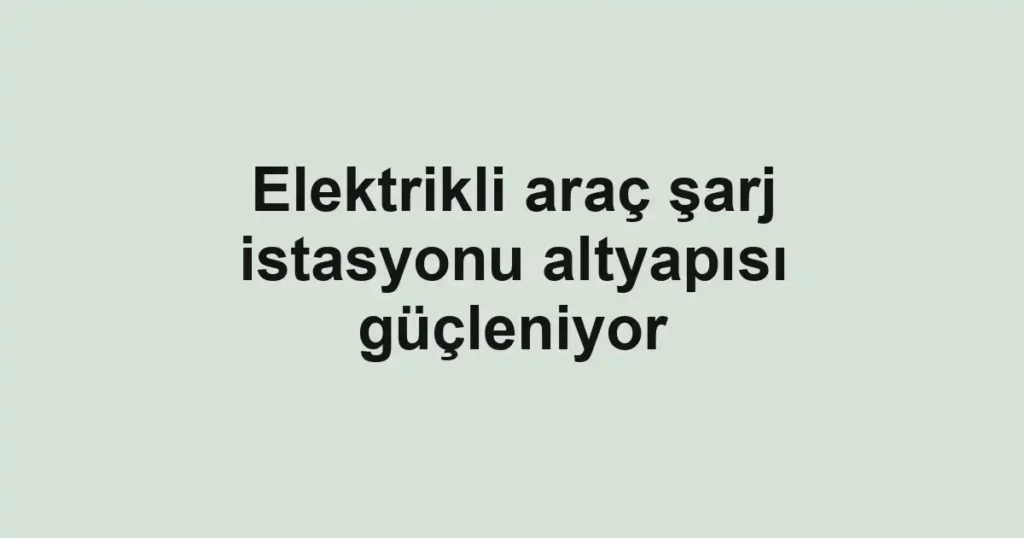 Elektrikli araç şarj istasyonu altyapısı güçleniyor