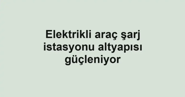 Elektrikli araç şarj istasyonu altyapısı güçleniyor