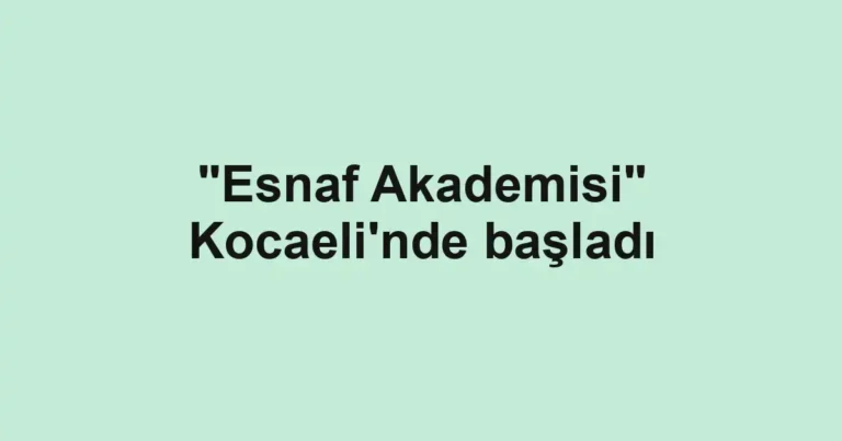 "Esnaf Akademisi" Kocaeli'nde başladı