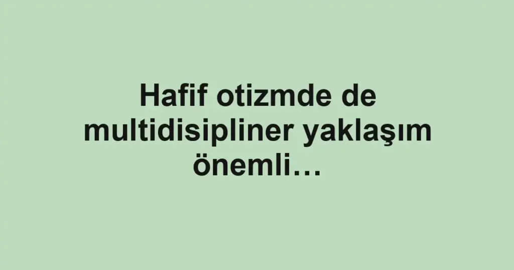 Hafif otizmde de multidisipliner yaklaşım önemli…