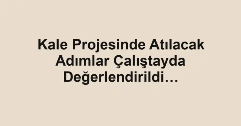 Kale Projesinde Atılacak Adımlar Çalıştayda Değerlendirildi…