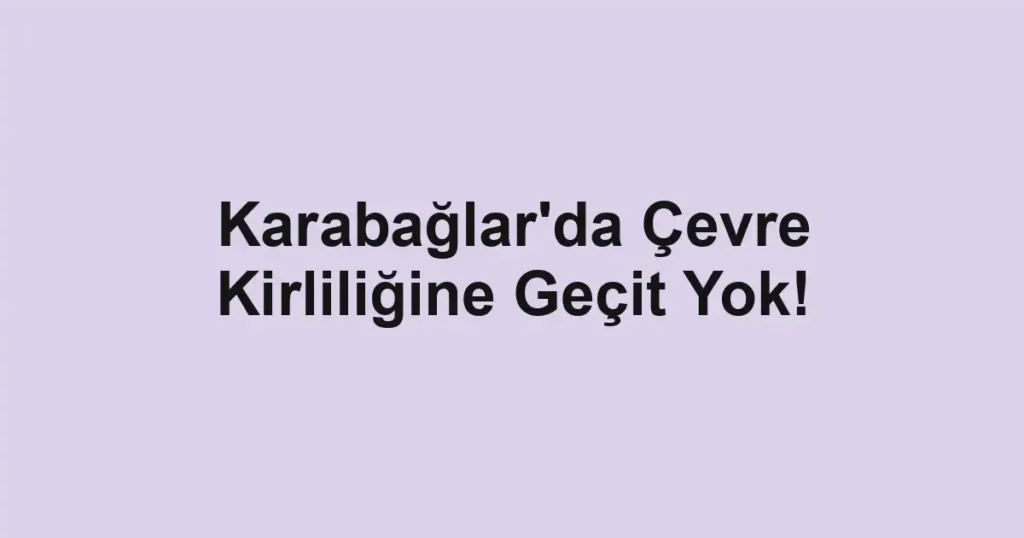 Karabağlar'da Çevre Kirliliğine Geçit Yok!