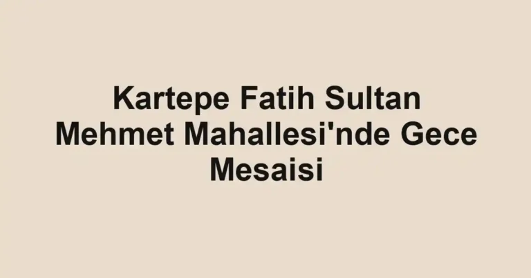 Kartepe Fatih Sultan Mehmet Mahallesi'nde Gece Mesaisi