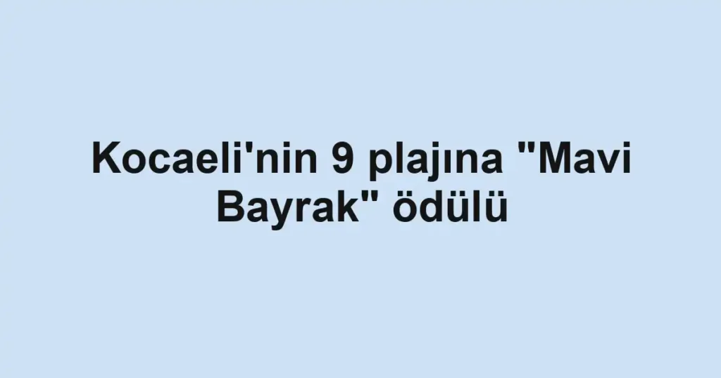 Kocaeli'nin 9 plajına "Mavi Bayrak" ödülü