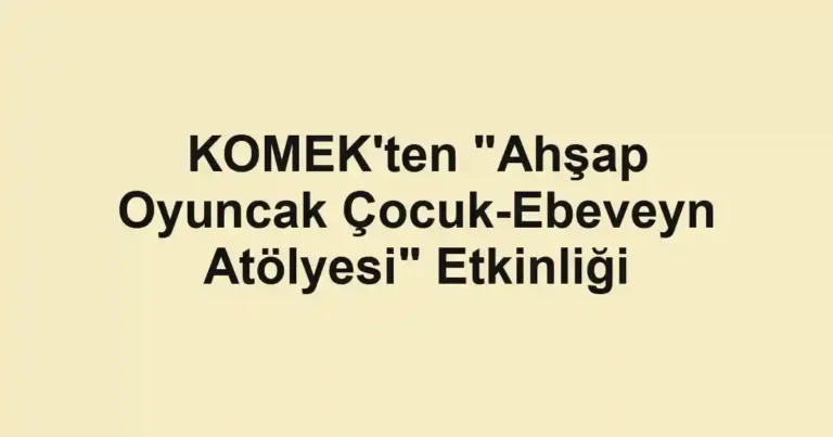 KOMEK'ten "Ahşap Oyuncak Çocuk-Ebeveyn Atölyesi" Etkinliği