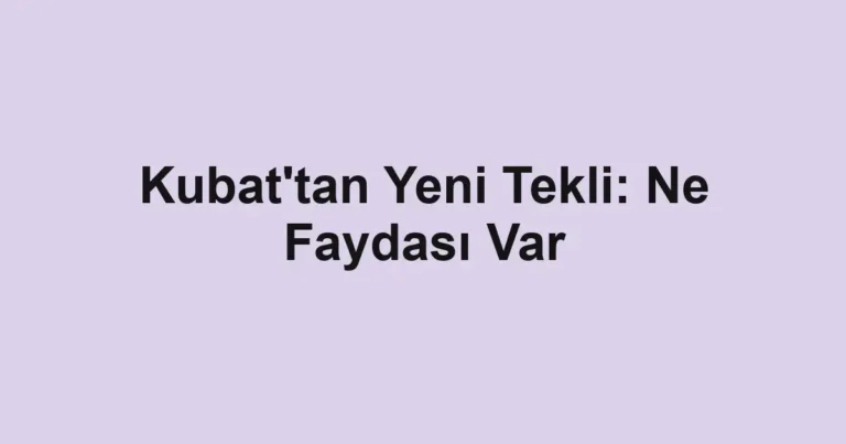Kubat'tan Yeni Tekli: Ne Faydası Var