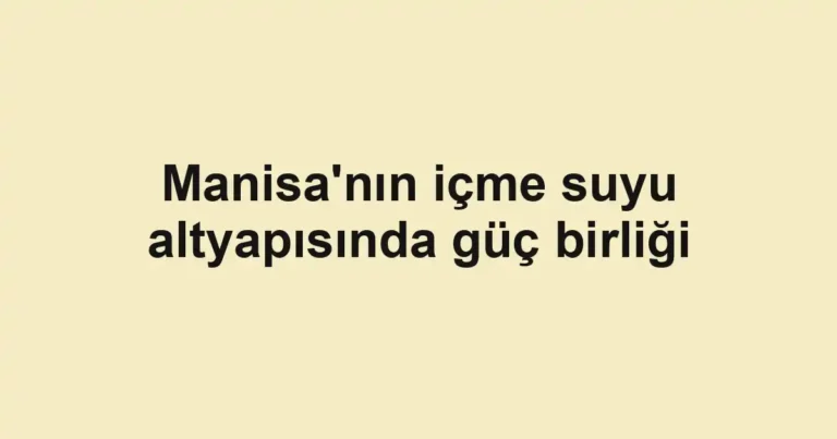 Manisa'nın içme suyu altyapısında güç birliği