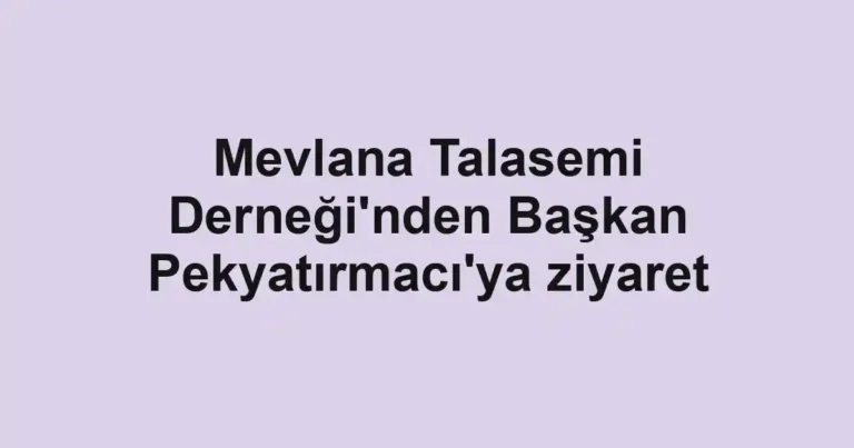 Mevlana Talasemi Derneği'nden Başkan Pekyatırmacı'ya ziyaret