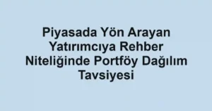 Piyasada Yön Arayan Yatırımcıya Rehber Niteliğinde Portföy Dağılım Tavsiyesi