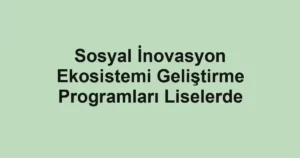 Sosyal İnovasyon Ekosistemi Geliştirme Programları Liselerde