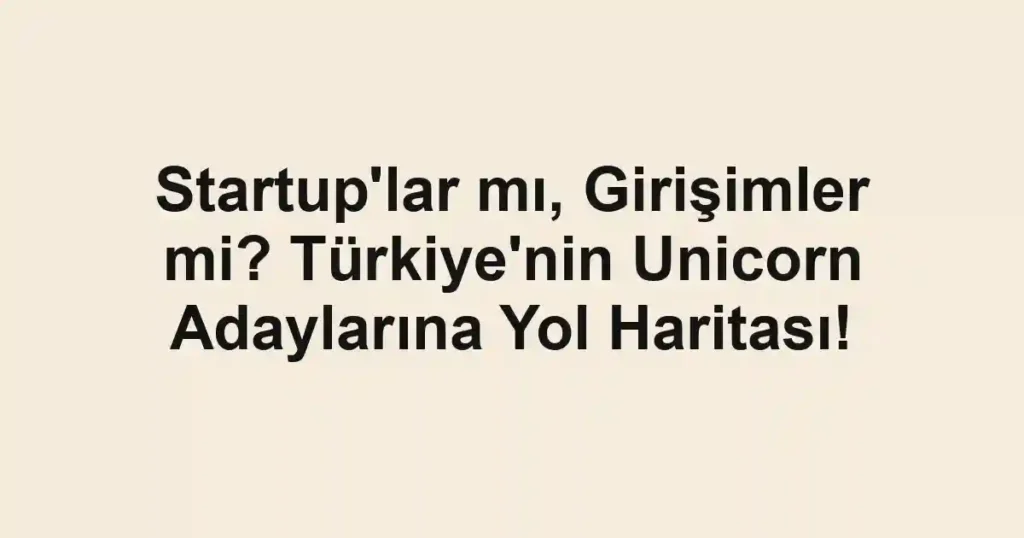 Startup'lar mı, Girişimler mi? Türkiye'nin Unicorn Adaylarına Yol Haritası!