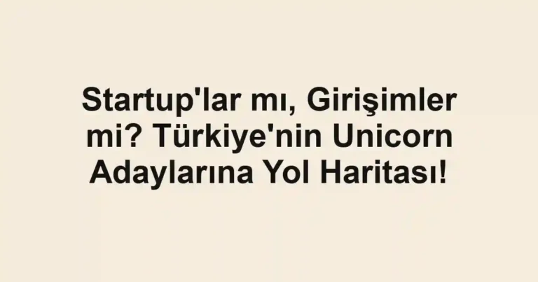 Startup'lar mı, Girişimler mi? Türkiye'nin Unicorn Adaylarına Yol Haritası!