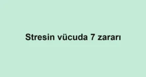 Stresin vücuda 7 zararı