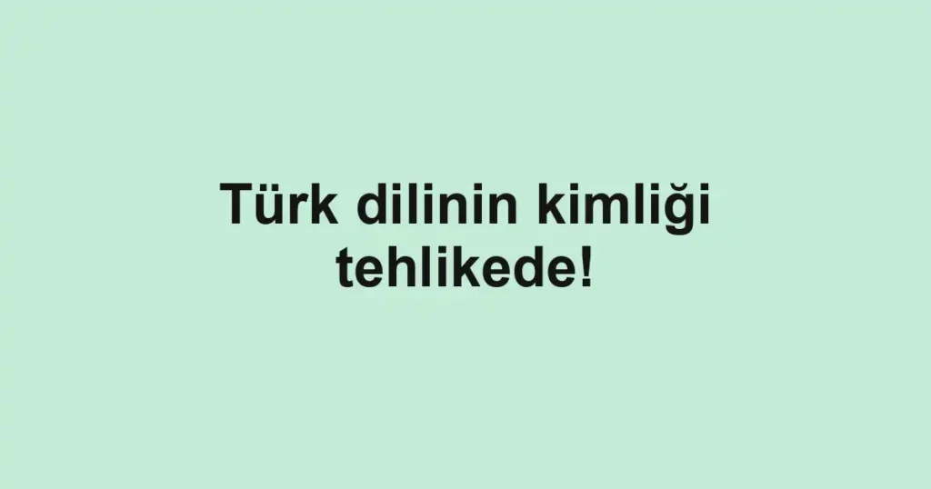 Türk dilinin kimliği tehlikede!