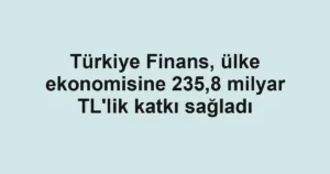 Türkiye Finans, ülke ekonomisine 235,8 milyar TL'lik katkı sağladı