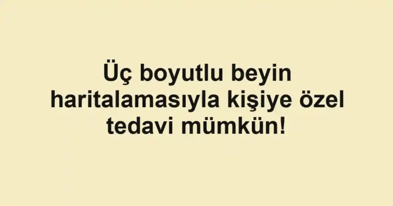 Üç boyutlu beyin haritalamasıyla kişiye özel tedavi mümkün!