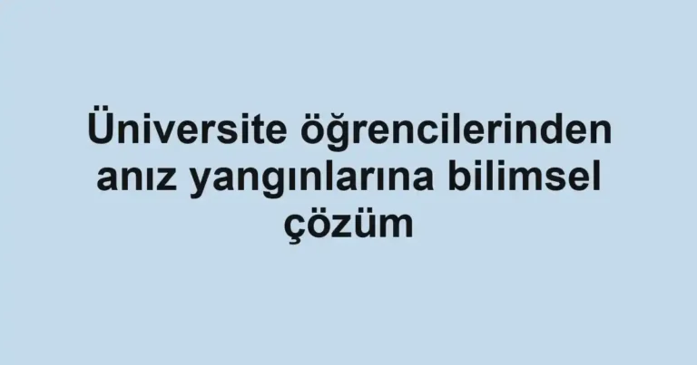 Üniversite öğrencilerinden anız yangınlarına bilimsel çözüm