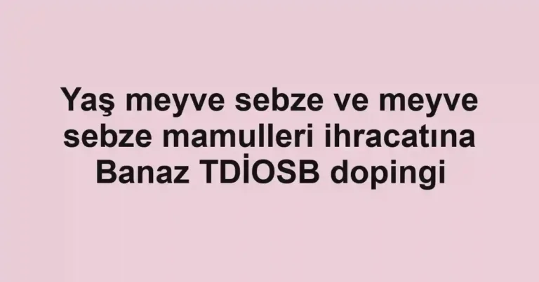 Yaş meyve sebze ve meyve sebze mamulleri ihracatına Banaz TDİOSB dopingi